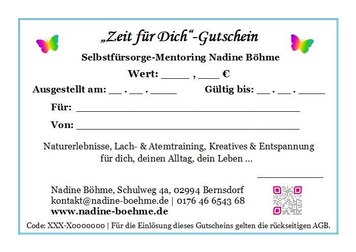 Gutschein-Vorlage Selbstfürsorge-Mentorin Nadine Böhme
